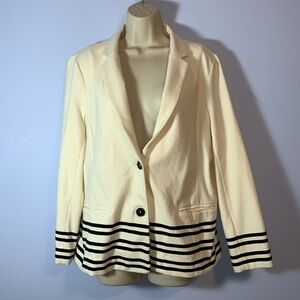 J. Crew Soft Cream cotton jersery nautical blazer sailor stripes size XL